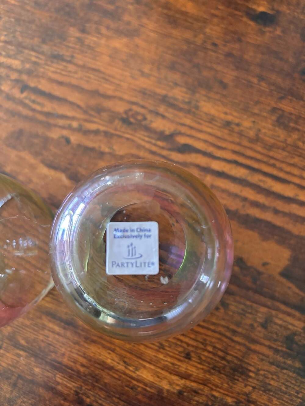 PartyLite Iridescent Stemless Cocktail Votive Glasses, Pink and Green - Picture 4 of 4
